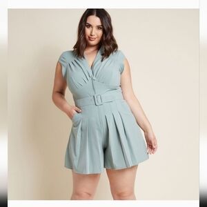 Miss Candyfloss Modcloth Unique Vintage  Jumpsuit Shorts Mint 2x Plus Siz